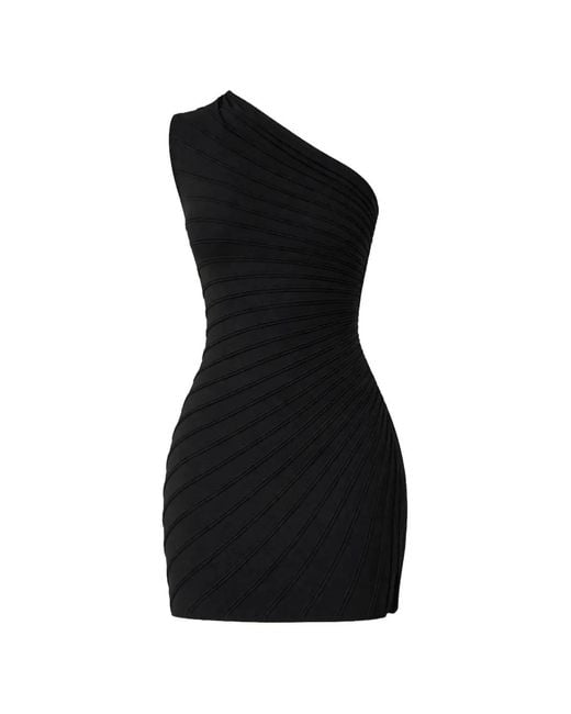 Cult Gaia Black Leanna One-Shoulder Mini Dress