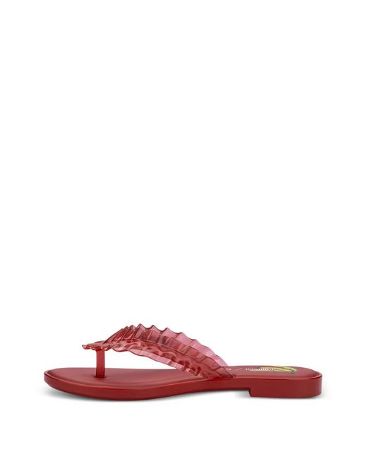 Melissa Red X Ganni Ruffled Flip Flops