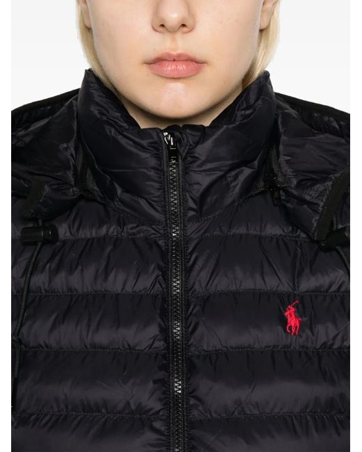 Polo Ralph Lauren Black Sleeveless Puffer Jacket With High Collar