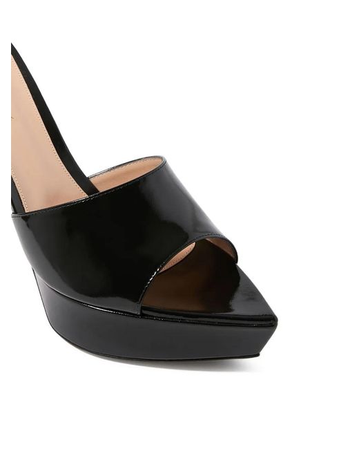 Gianvito Rossi Black Platform Pointed-Toe Mules