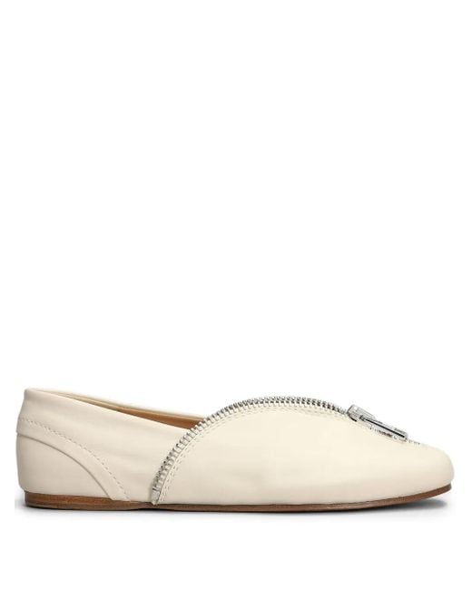 J.W. Anderson Natural Zip-Detail Leather Ballerina Shoes