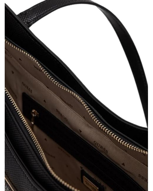 Guess Black Gilda Logo-Plaque Charm-Detail Tote Bag