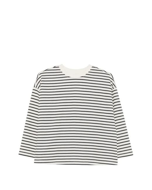 MAISON 123 White Horizontal-Stripe Drop-Shoulder T-Shirt