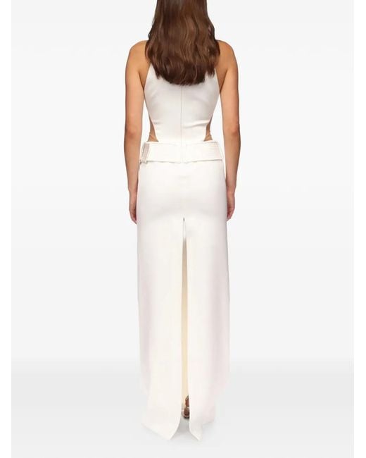 David Koma White Cut-Out Belted Gown