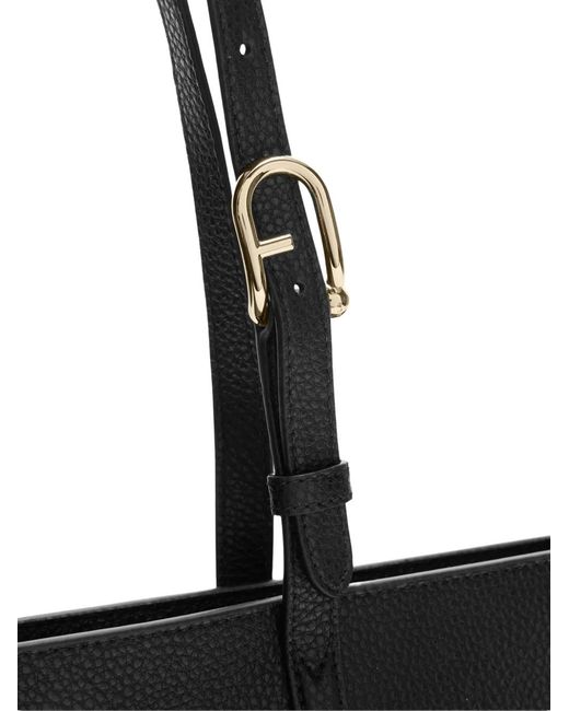 Furla Black Ava" Calf Leather Large Tote With Zip Bag