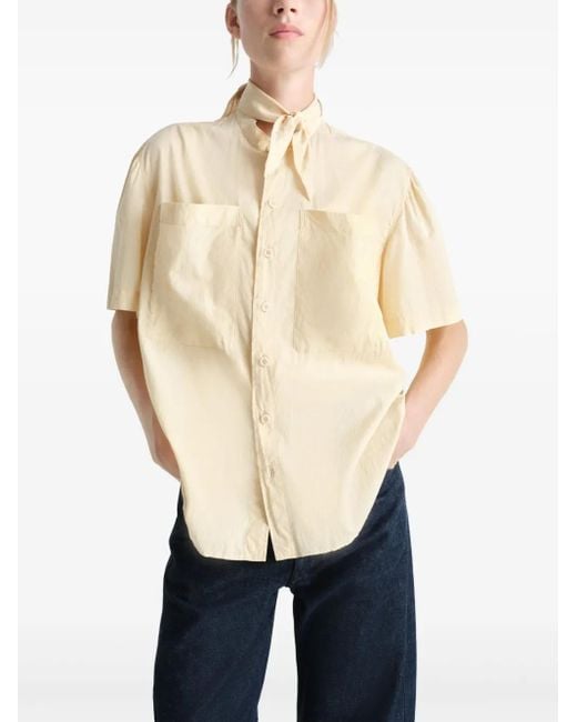 トップス Lemaire SHORT SLEEVE SHIRT WITH FOULARD Lemaire Short Sleeve With Foulard Shirt in Natural | Lyst