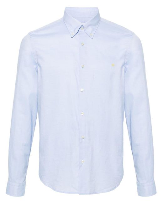 Manuel Ritz Blue Logo-embroidered Cotton Shirt for men