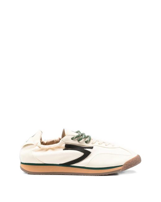 PURAAI White Zigzag-Patch Elasticated-Collar Sneakers