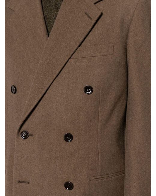 Lemaire Brown Double-breasted Twill Blazer for men