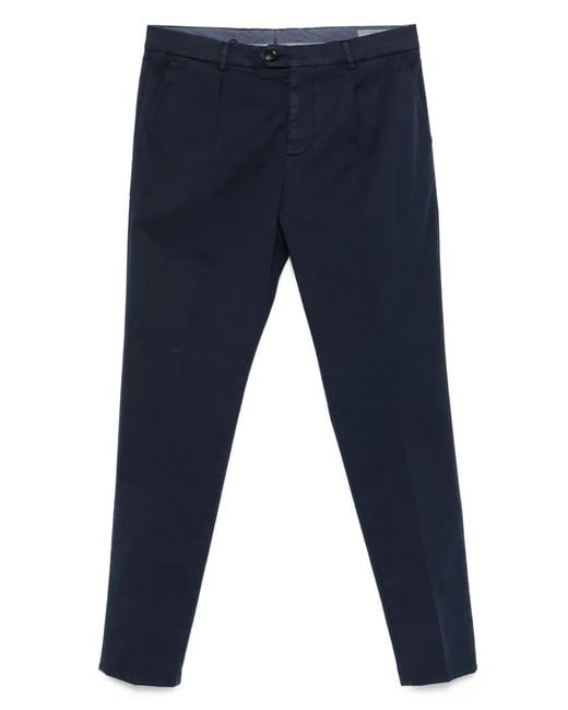 Brunello Cucinelli Blue Pleated Chinos for men