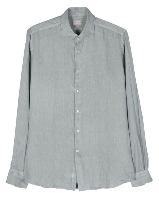 Xacus Gray Spread-collar Linen Shirt for men