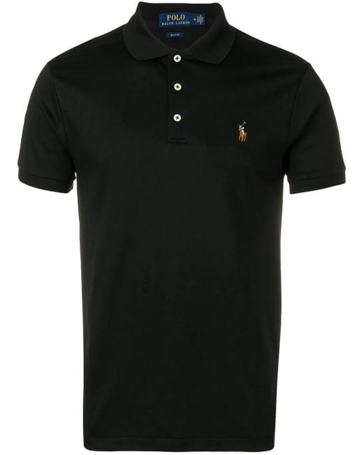 Polo Ralph Lauren Black Embroidered Logo Polo Shirt for men