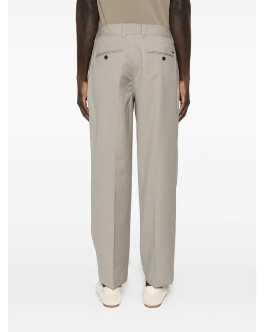 Emporio Armani White Virgin Wool Trousers for men
