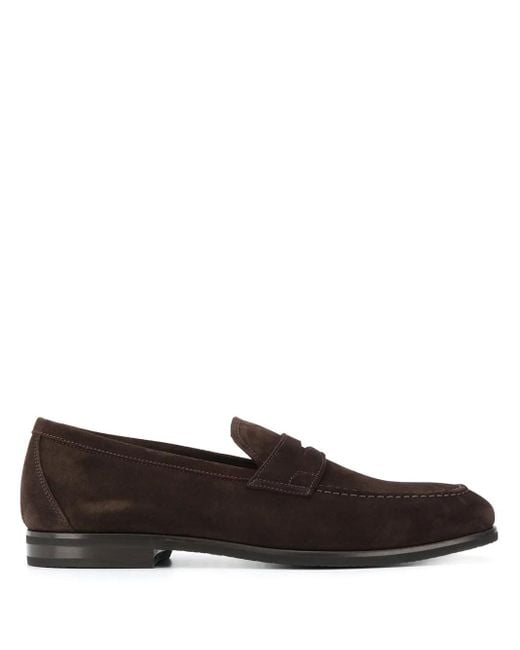 Scarosso Brown Renato Almond Toe Loafers for men