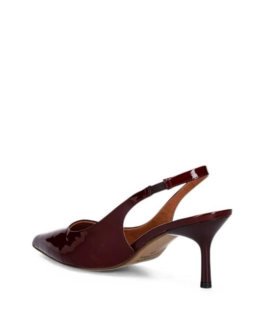 JONAK PARIS Brown Diamantine Patent-Finish Leather Slingback Pumps