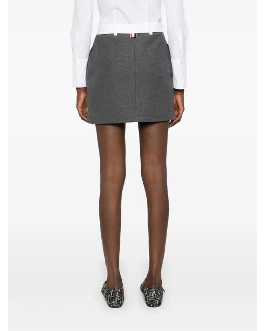 Thom Browne Gray Logo-Patch Mini Skirt