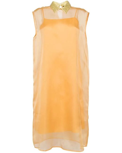 Fabiana Filippi Orange Robe Courte À Effet De Transparence
