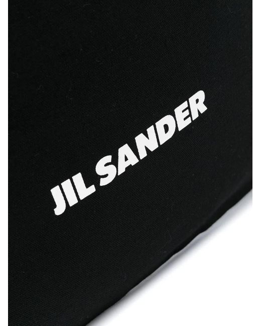 Jil Sander Black Logo-Print Tote Bag