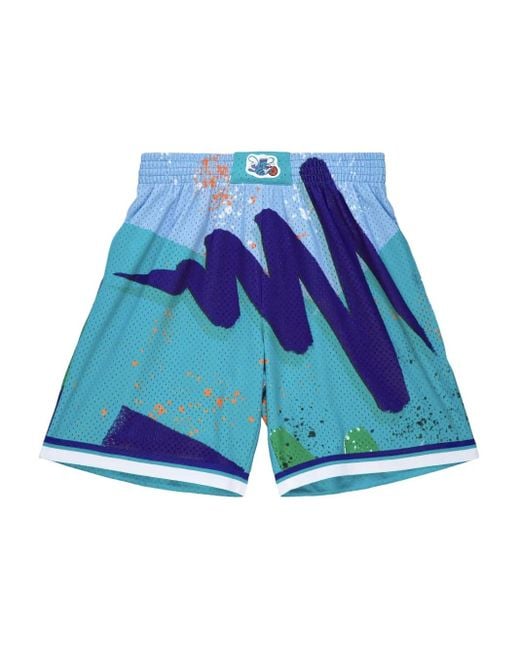 Mitchell & Ness "Nba Charlotte Hornets 1992" Hyper Hoops Swingman Basketbalshorts in het Blue voor heren