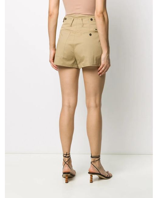 DSquared² Natural Front Pleat High-Waisted Shorts