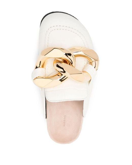 J.W. Anderson White Chain-detail Leather Mules