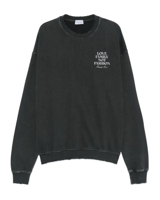 FAMILY FIRST Men's Black Slogan-Print Sweatshirt