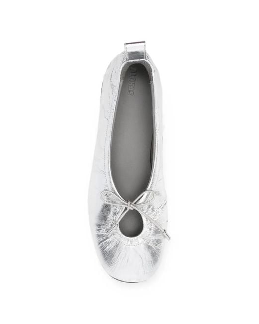 Alohas White Rosalind Shimmer-Finish Leather Ballet Flats