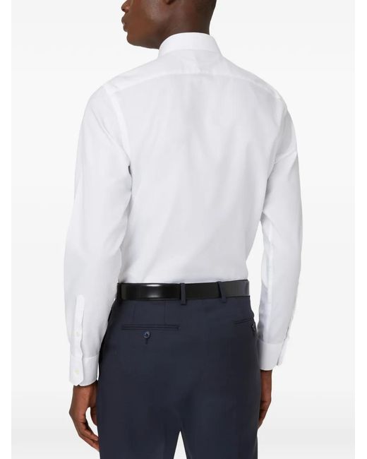 Boggi White Windsor-Collar Cotton Twill Shirt for men