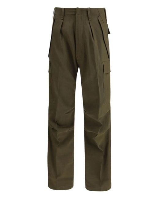 Tom Ford Green Pleated Cargo Pants for men