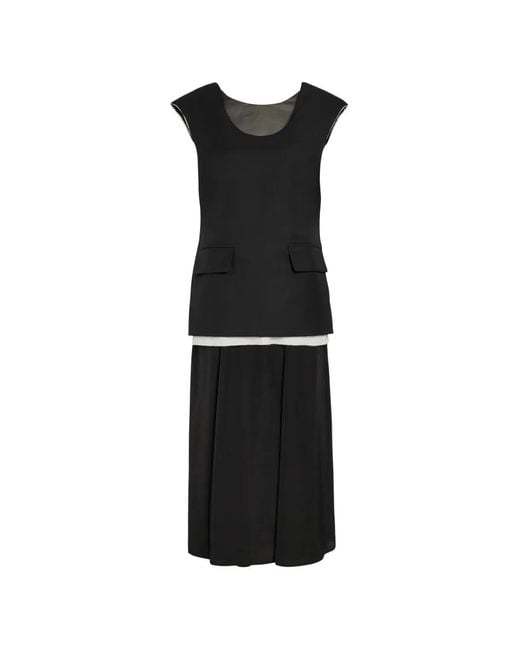 Voranida Black Flap-Pocket Midi Dress