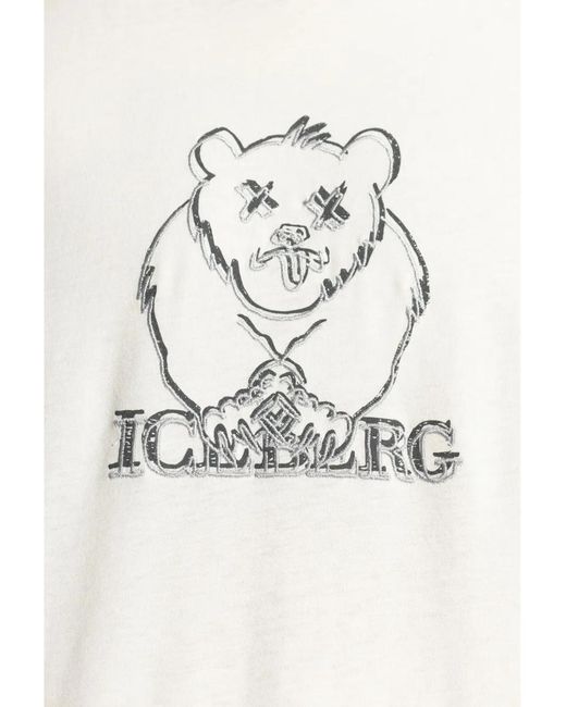 Iceberg White Bear Embroidery T-Shirt for men