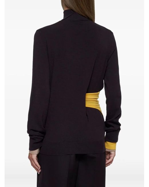 Fendi Blue Turtleneck Waistband-Detail Sweater
