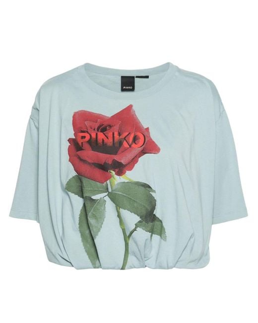 Pinko Blue Torrone Cropped T-shirt
