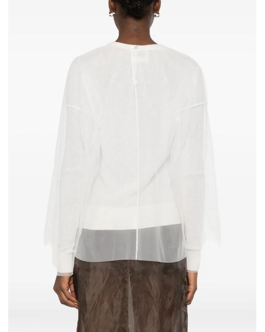 Forte_forte White Sheer-Panel Sweater