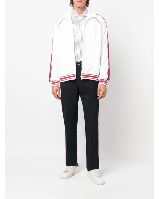 Gucci White Web Stripe Zipped Hoodie for men