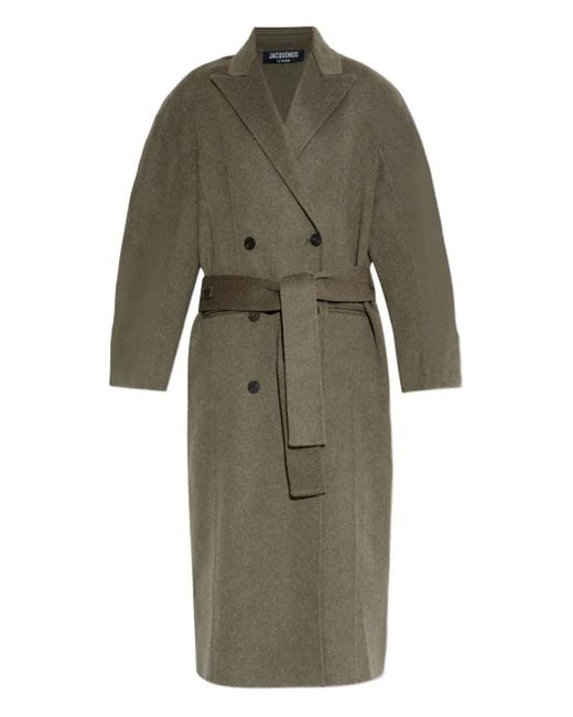 Jacquemus Curved Jacket For Men Belted Coat Green