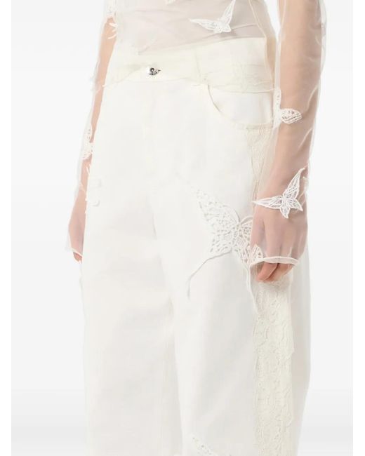 Blumarine White Butterfly Lace Jeans