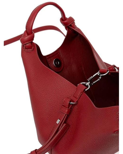 DKNY Red Knotted Handle Tote Bag