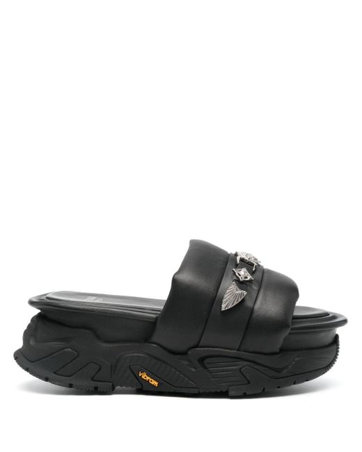 Toga Black Flatform-Sandalen mit Nietenverzierung