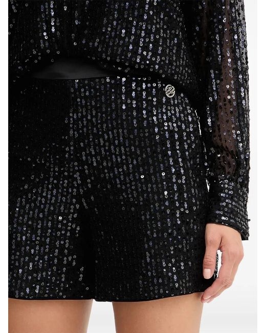 Karl Lagerfeld Black Sequin Logo Shorts