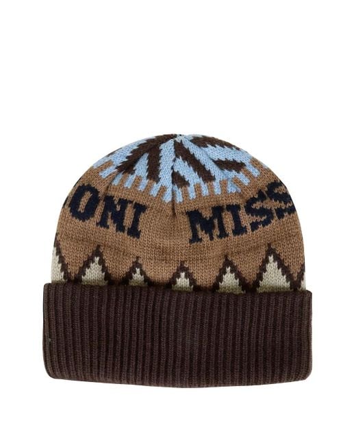 Missoni Brown Intarsia-Knit Beanie for men