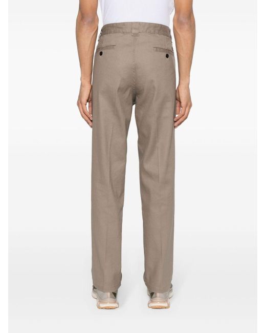 Boss Brown Pressed-crease Twill Tapered Trousers for men
