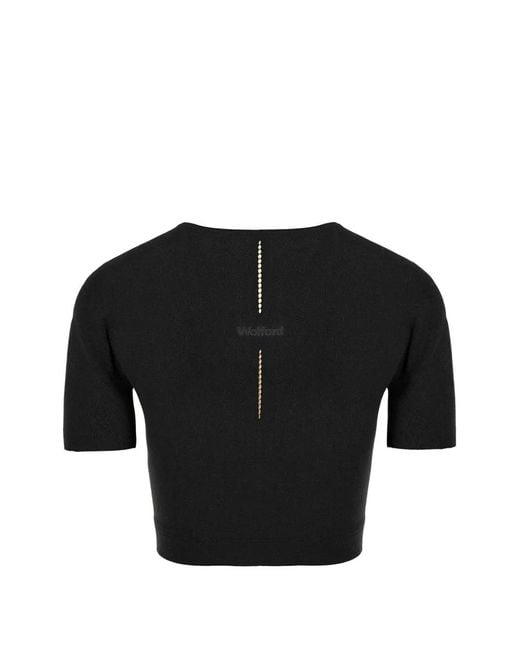 Wolford Black Seamless Short-Sleeved Cropped T-Shirt