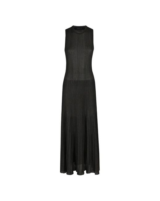 FEDERICA TOSI Black Robe Longue Sans Manches À Design Côtelé