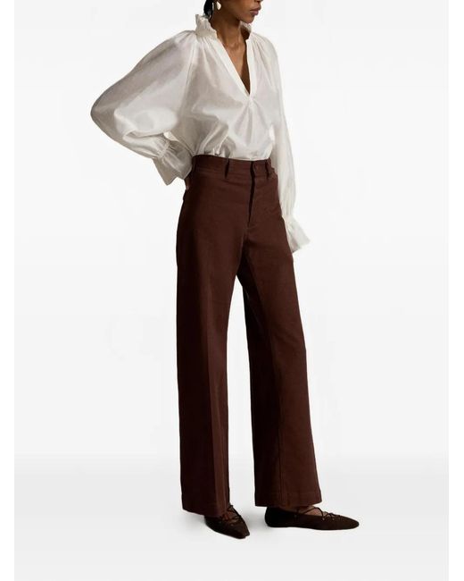 Polo Ralph Lauren White Ruffled Split-Placket Blouse