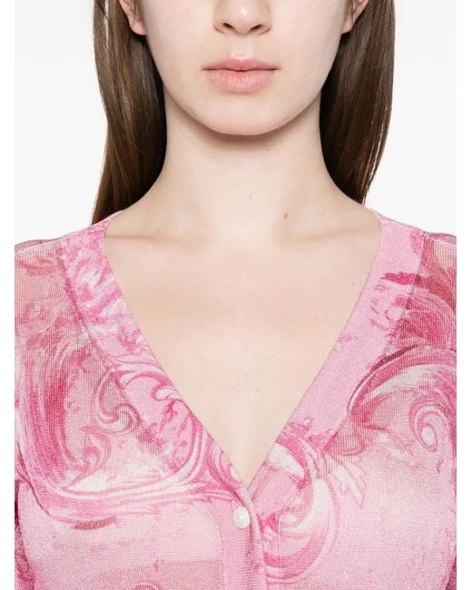Versace Jeans Couture Pink Buttoned Cardigan
