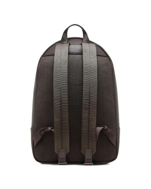 Emporio Armani Black Logo-Patch Pebbled-Effect Backpack for men
