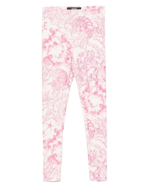 Versace Legging Met Underwater Barocco-Print in het Pink