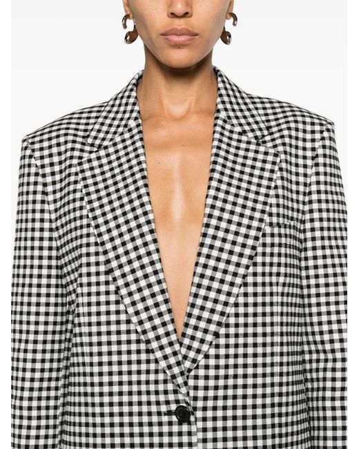 Moschino Black Gingham-Check Single-Breasted Blazer
