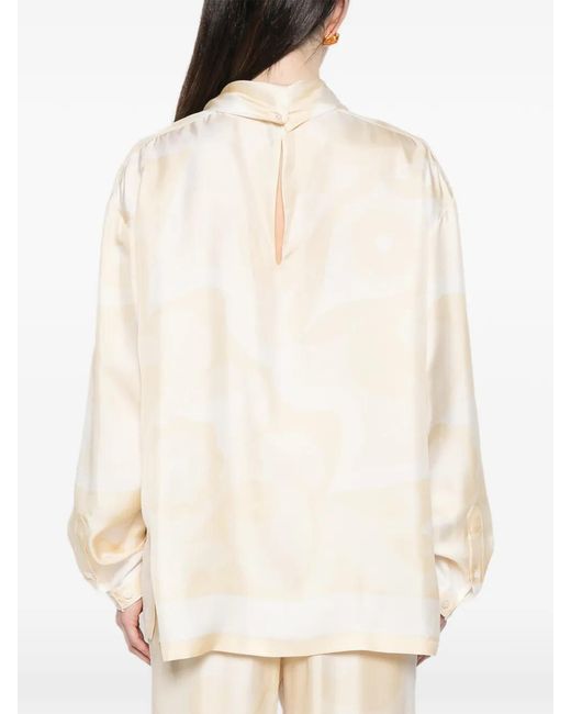 Carven White Patterned High-Neck Top